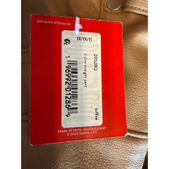 Plus Size 1X Spanx Slim Straight Pants in Toffee Faux Leather - New With Tags - Picture 4 of 4